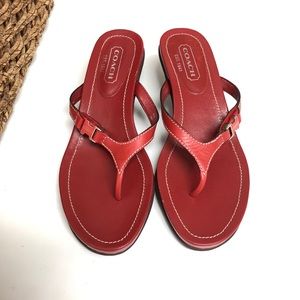 Coach sandals size 6.5 M Jane Red kitten heels